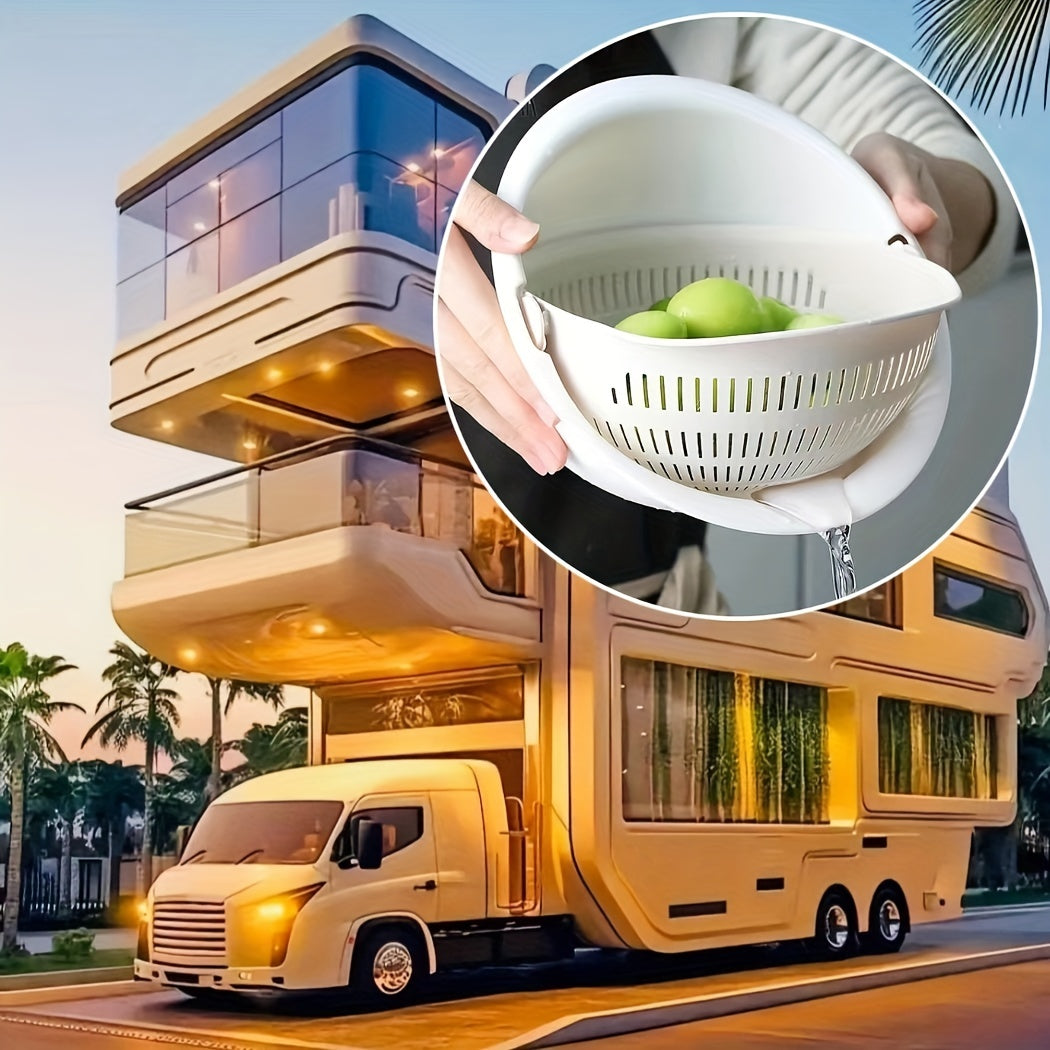 Silicone Kitchen Double Layer Drain Basket Vegetable Fruit Strainer