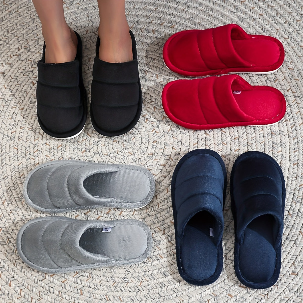 Унисекс плюшевые тапочки для пар, нескользящая толстая подошва, домашние обувь