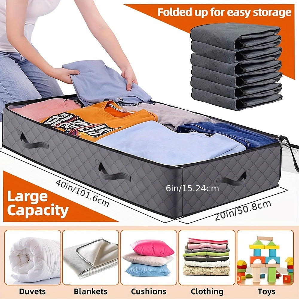 90L Under Bed Storage Containers with Clear Windows and Reinforced Handles for Bedding Clothes and Toys