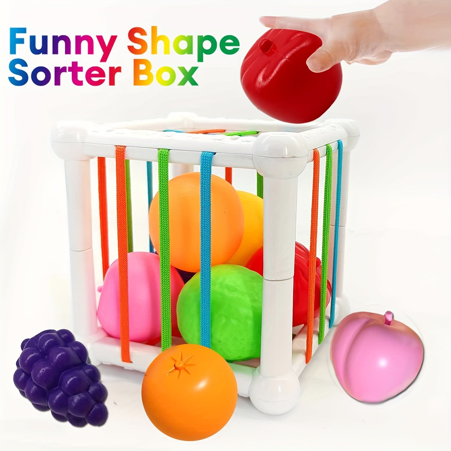 Early Learning Fruit Recognition Cube Shape Sorting Toy for Kids Multicolor ABS
