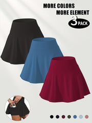 Plus Size Tennis Skort With Pockets Set For Spring Summer