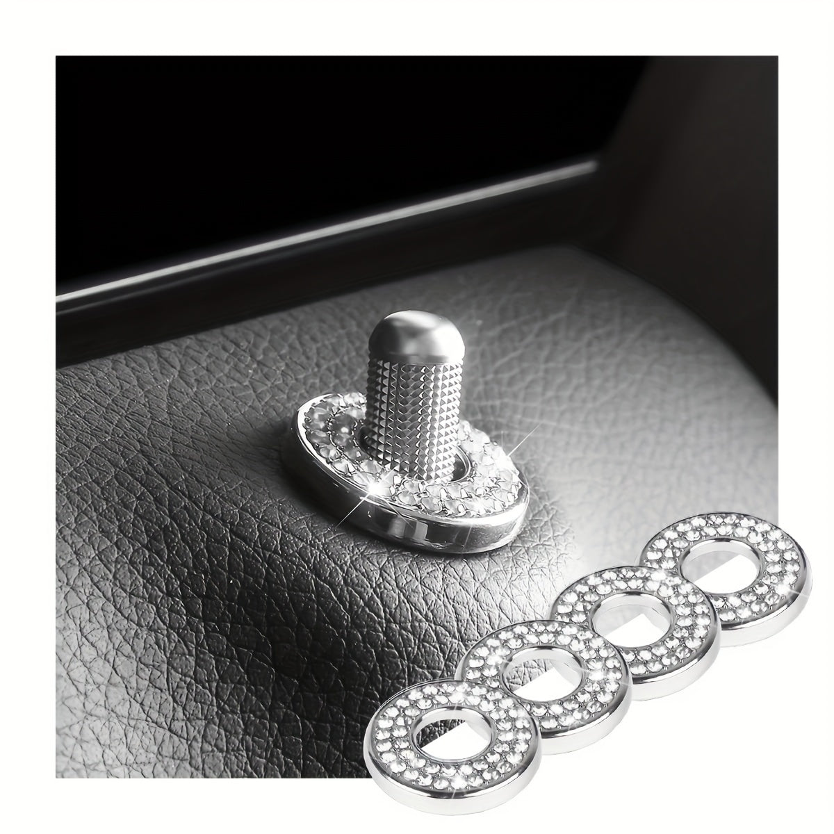 4-to'plam Rhinestone Avtomobil eshigi tutqichining bolt qopqog'i Yaltiraydigan metall avtomobil ichki aksessuari