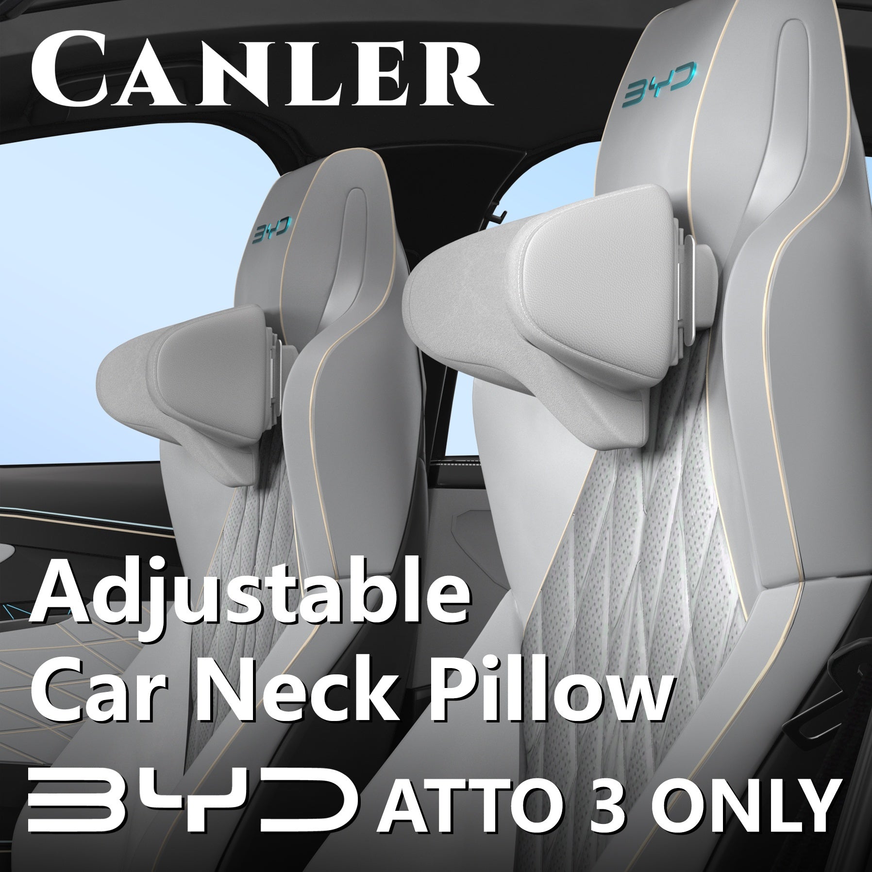 Adjustable Car Neck Pillow for Yuan Models White Interior Ergonomic Enhance