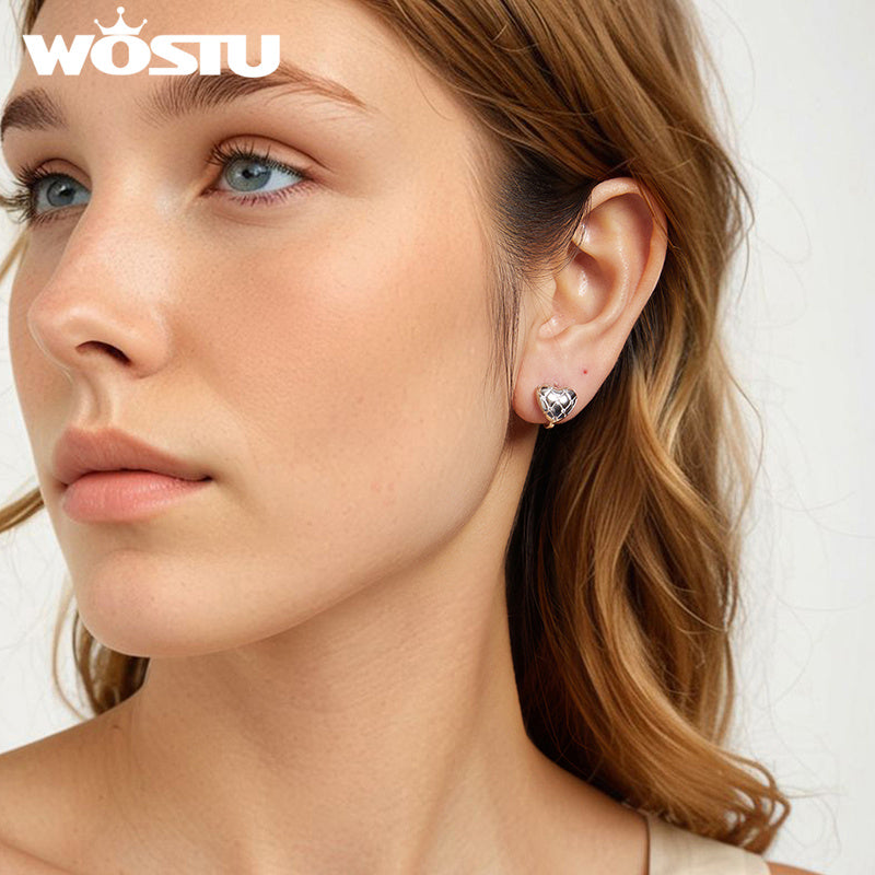 Yapon va Koreya ilhomlangan yurak va tekis naqshli sterling kumush sirg'alar, sintetik zirkoniya bilan, gippoallergen ayollar moda zargarligi uchun ideal, har kuni kiyish uchun yoki 14-fevral kuni sovg'a sifatida ajoyib.