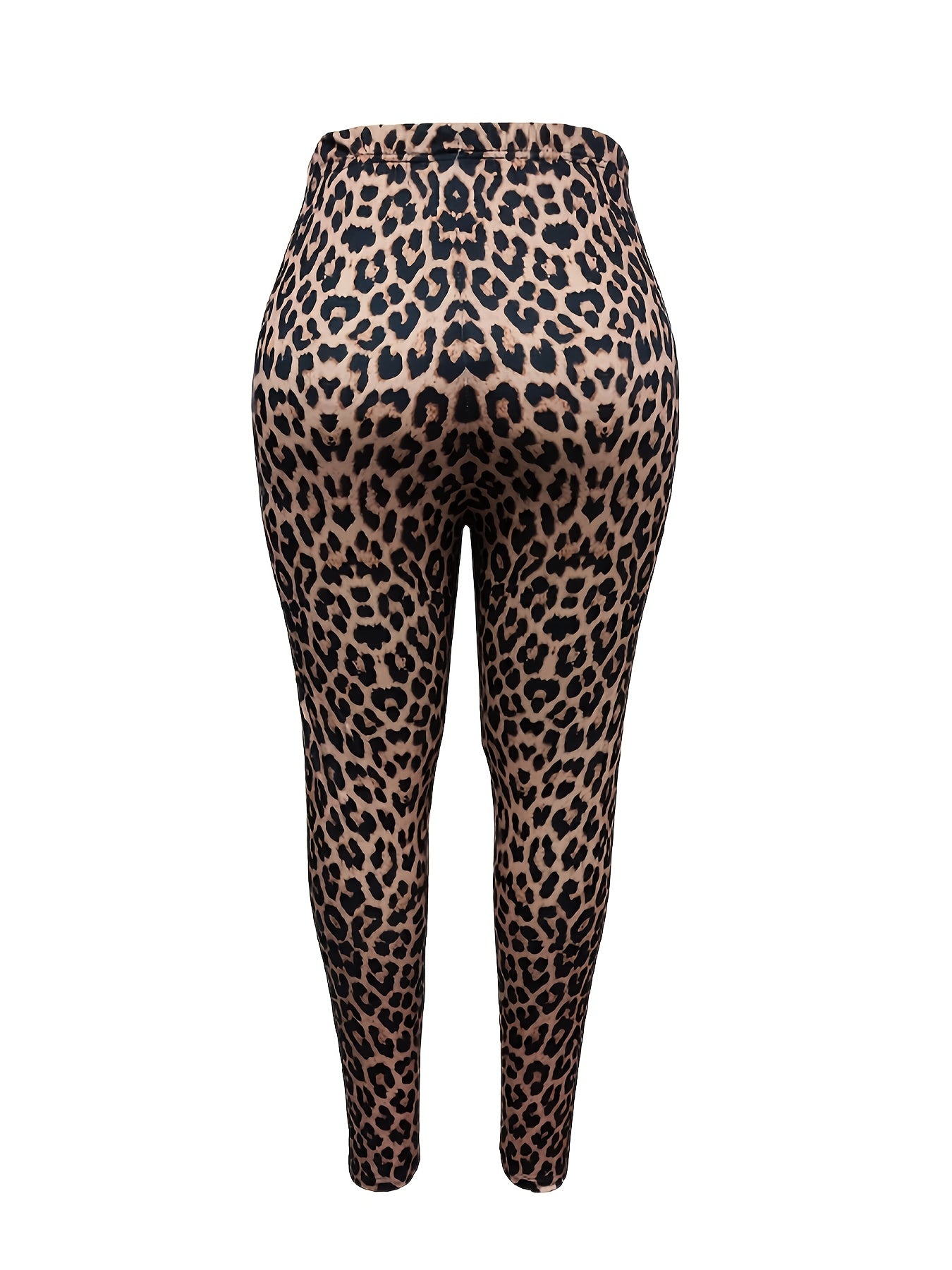 Women Plus Size Leopard Print Slim Fit Leggings Stretchy Comfortable