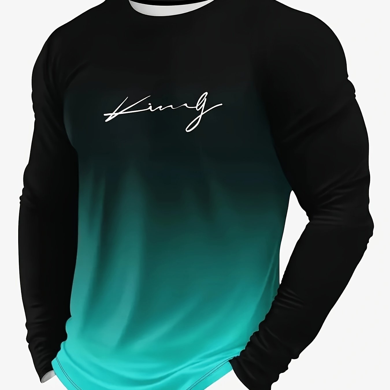 Men's Long Sleeve Ombre Crew Neck T-Shirt Polyester Casual Spring Fall