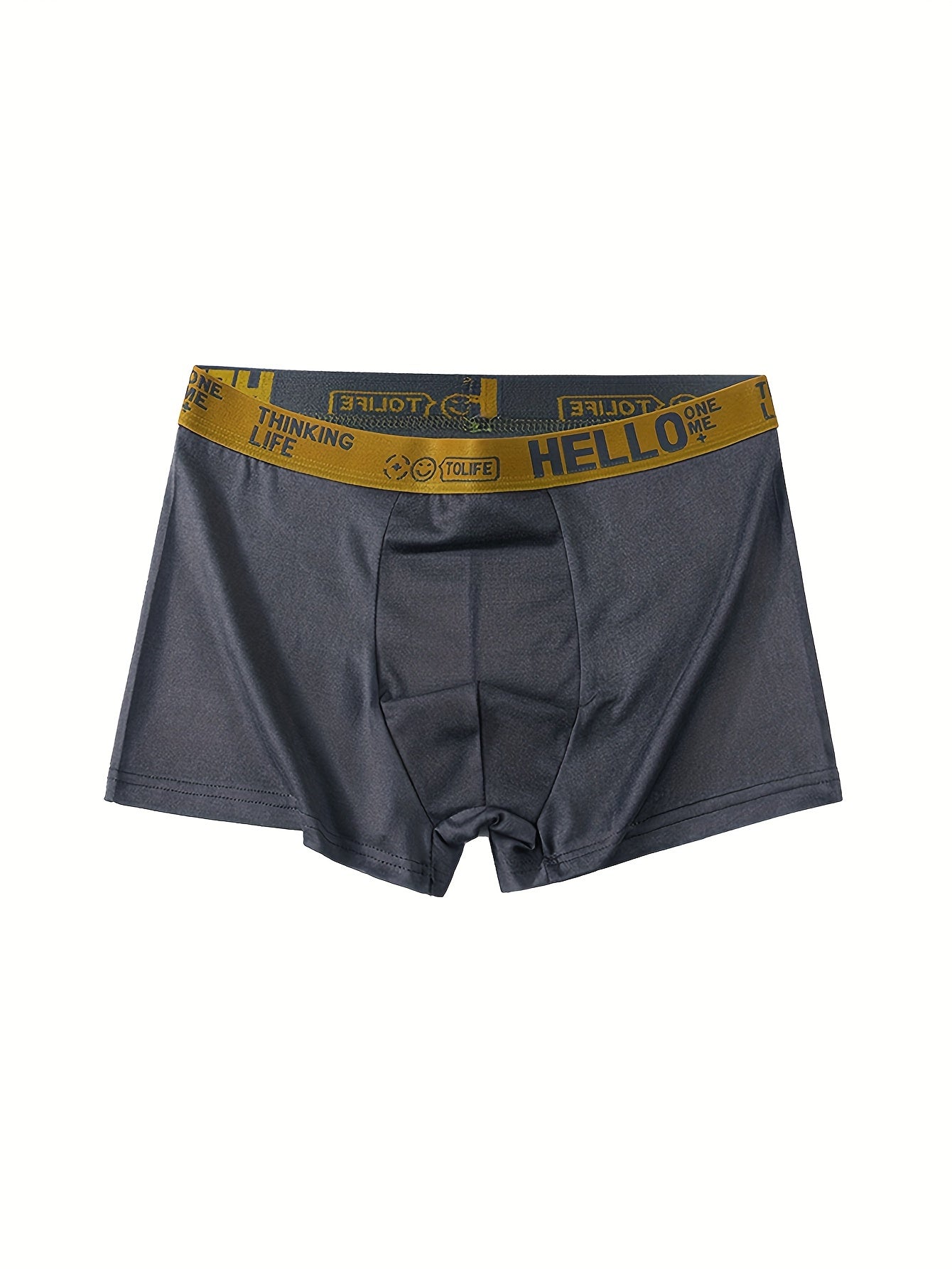 10 dona Erkaklar uchun Boxer Briefs 'Hello' Print bilan - Tez quriydigan, nafas oladigan, qulay, yuqori cho'ziluvchan, bir rangda, polyester va spandeksdan tayyorlangan, zamonaviy.