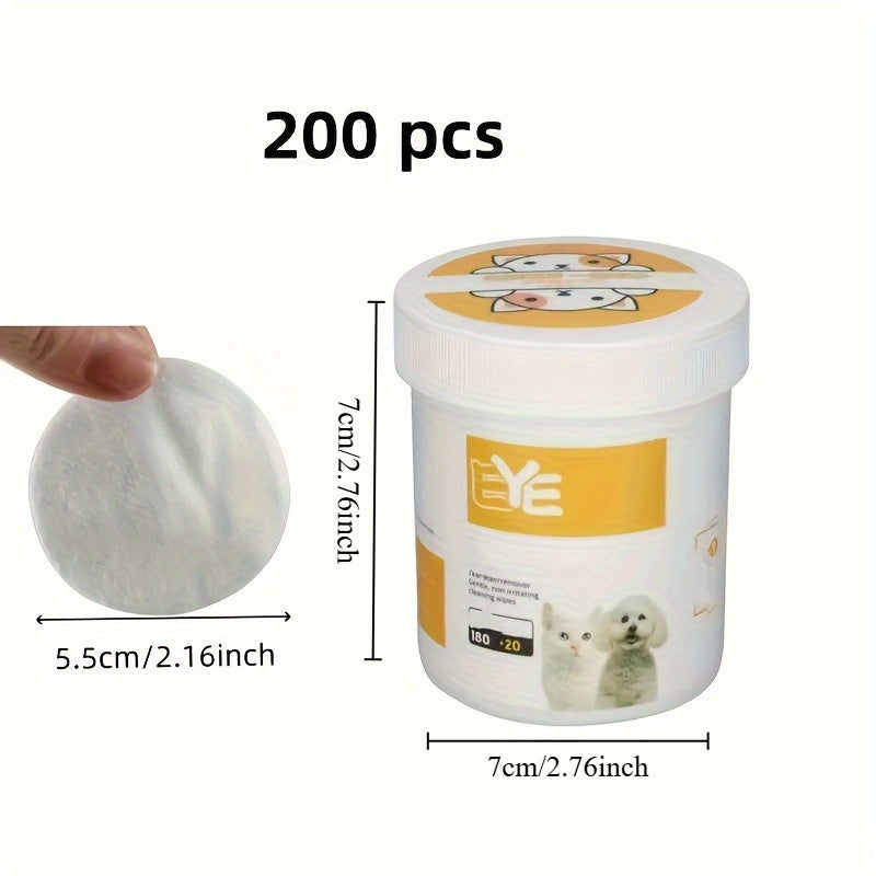 200pcs Pet Eye Wipes for Cats Tear Stain Remover Eye Health Protector Polyester