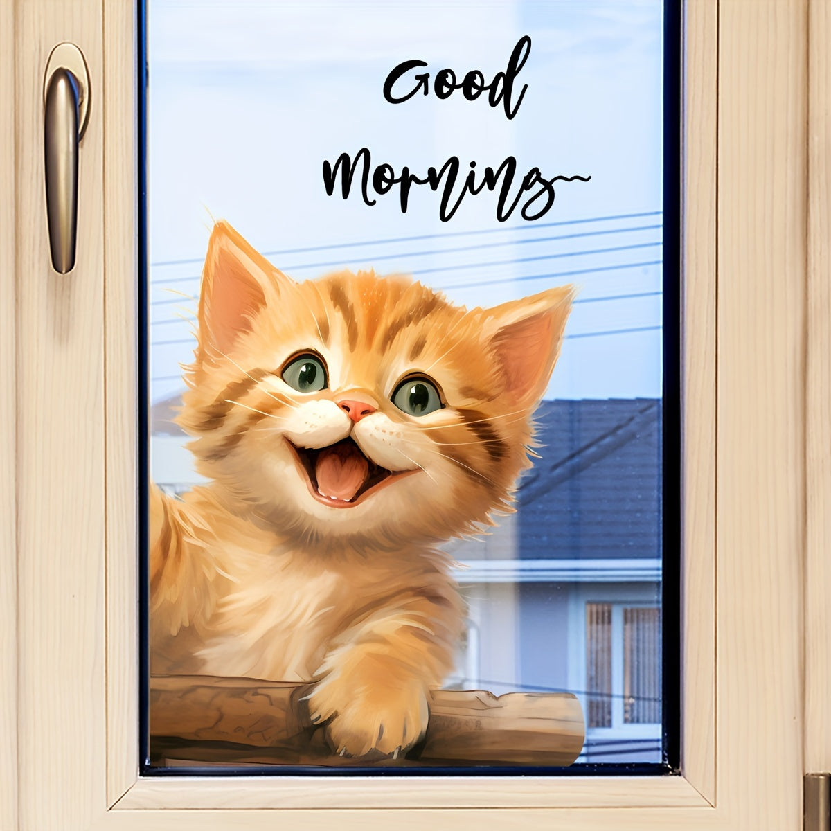 Double-Sided Electrostatic Window Sticker with Cute English Cat Design
