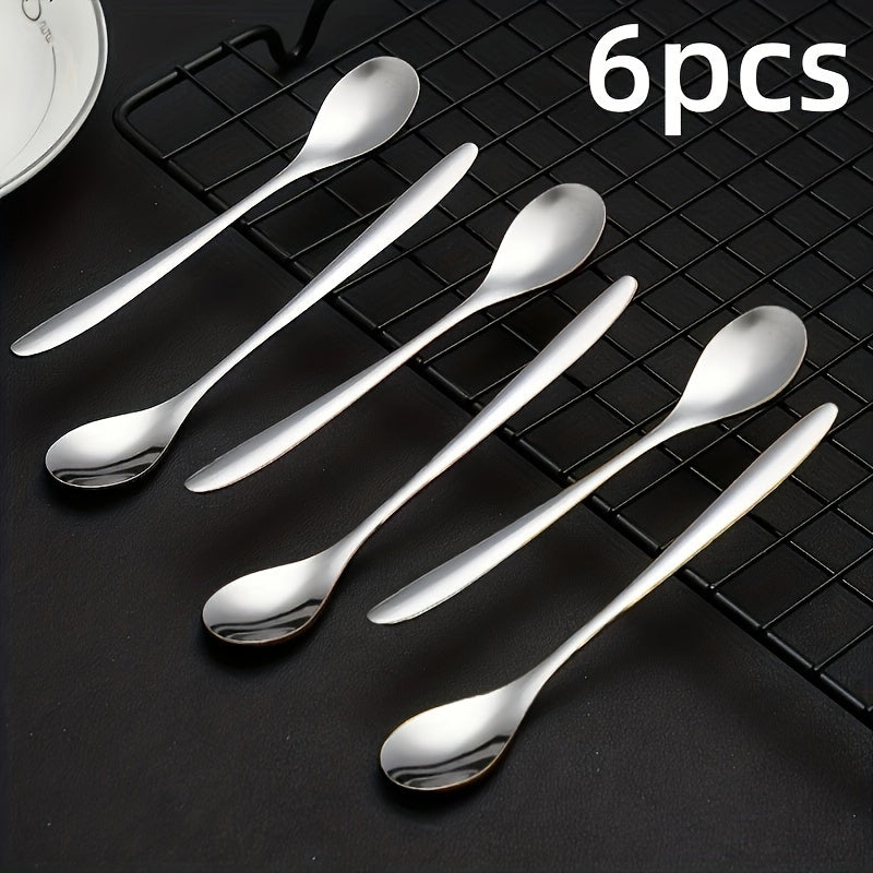 Set of 6 Small Stainless Steel Dessert Spoons for Parties and Weddings