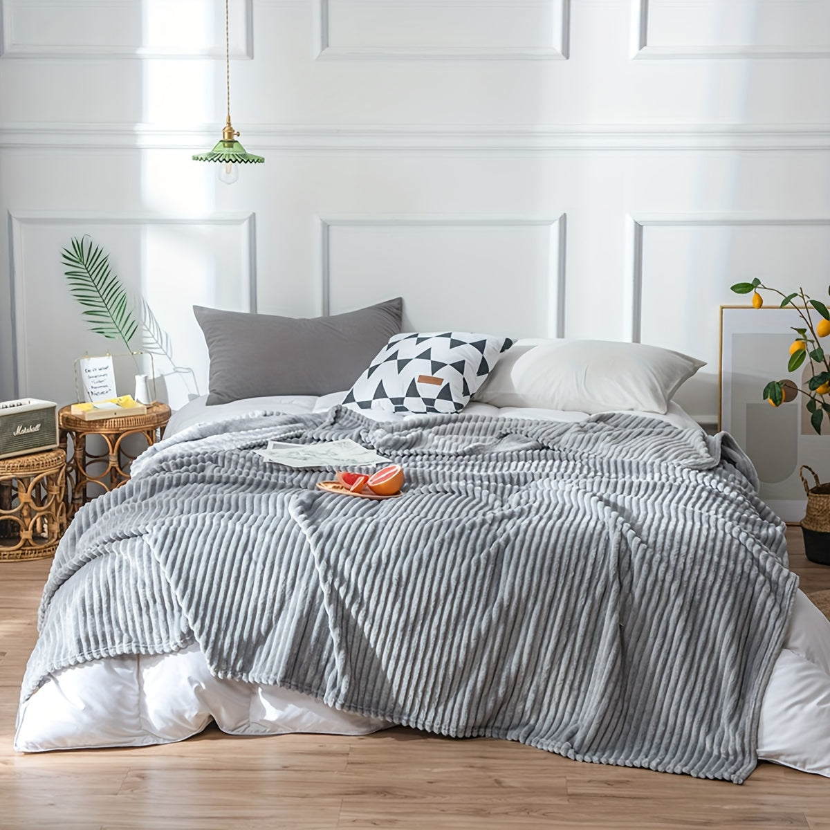 Plush Blanket with Drawstring Solid Color Throw Blanket Multi-Functional Gift for All Seasons