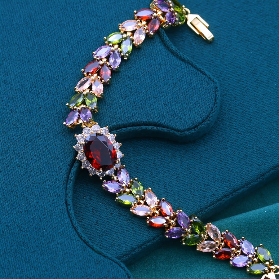 Zarif Vintage Rangli Zirconia Tennis Bilaguzuk - Ayollar uchun Rojdestvo va Har qanday tadbir uchun ajoyib sovg'a