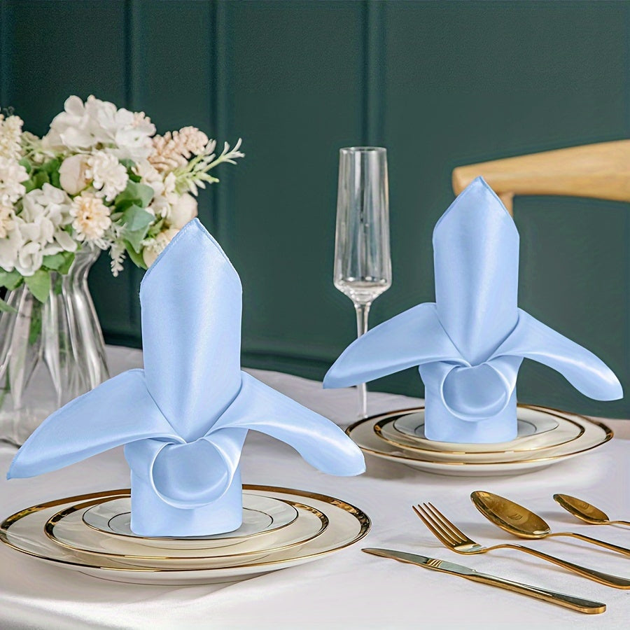 Set of 6/12/24 Square Satin Cloth Napkins for Weddings Dinners Banquets
