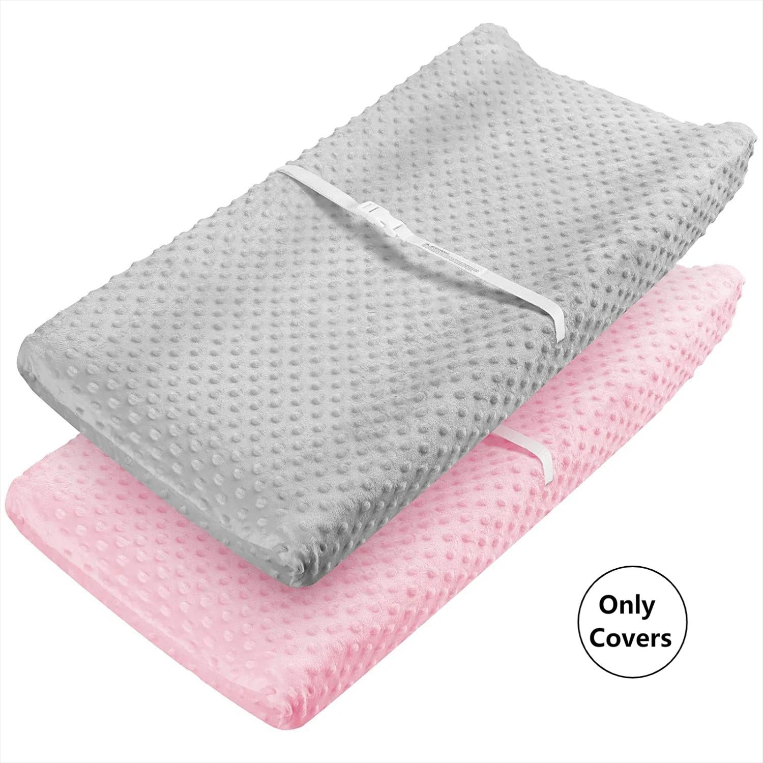 Changing Pad Cover 2 Pack Soft Minky Dots Plush Breathable Wipeable Baby Boy Girl