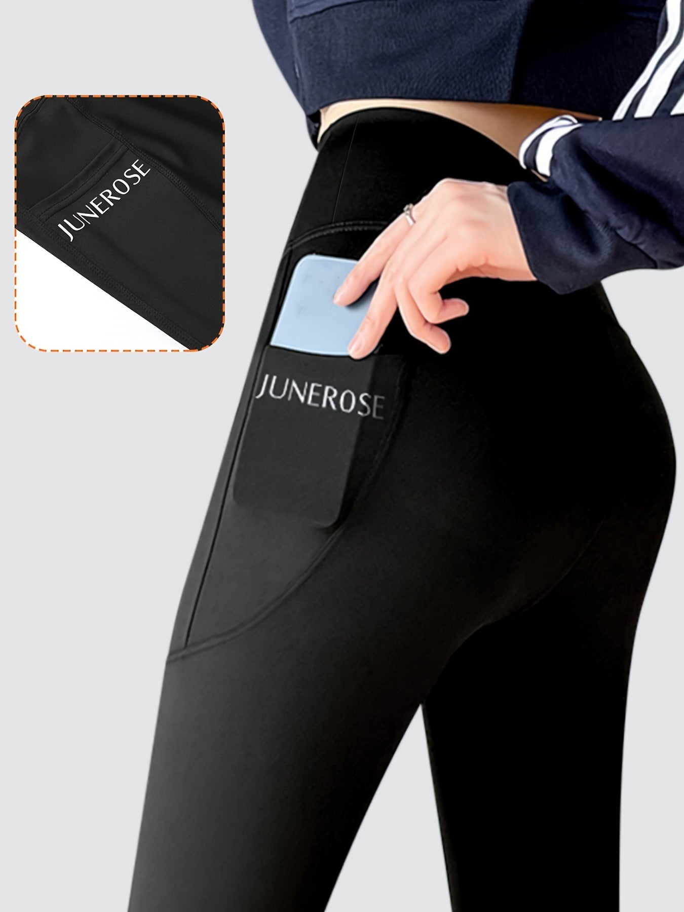 Women's High Waist Compression Leggings Tummy Control Pockets Solid Color