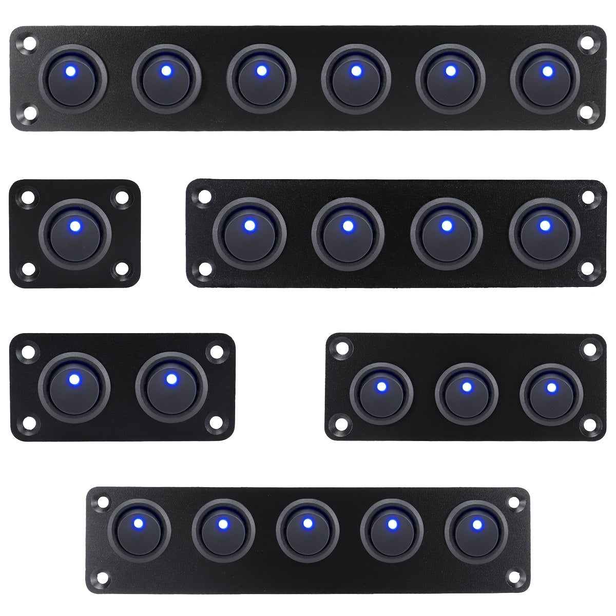 Aluminum Rocker Switch Panel with Blue LED 12V 20A for Car Truck Yacht