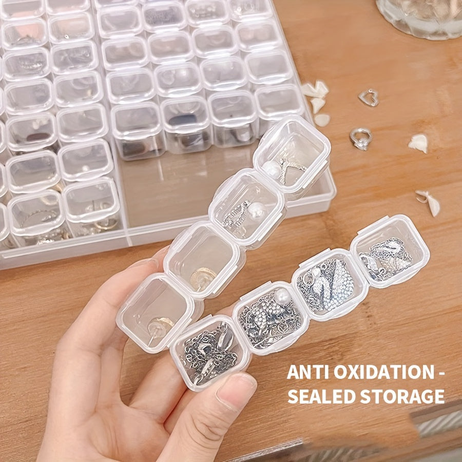 Organizador de joyas con múltiples compartimentos y tapa para cosméticos, cuentas y pastillas, apilable y de ahorro de espacio