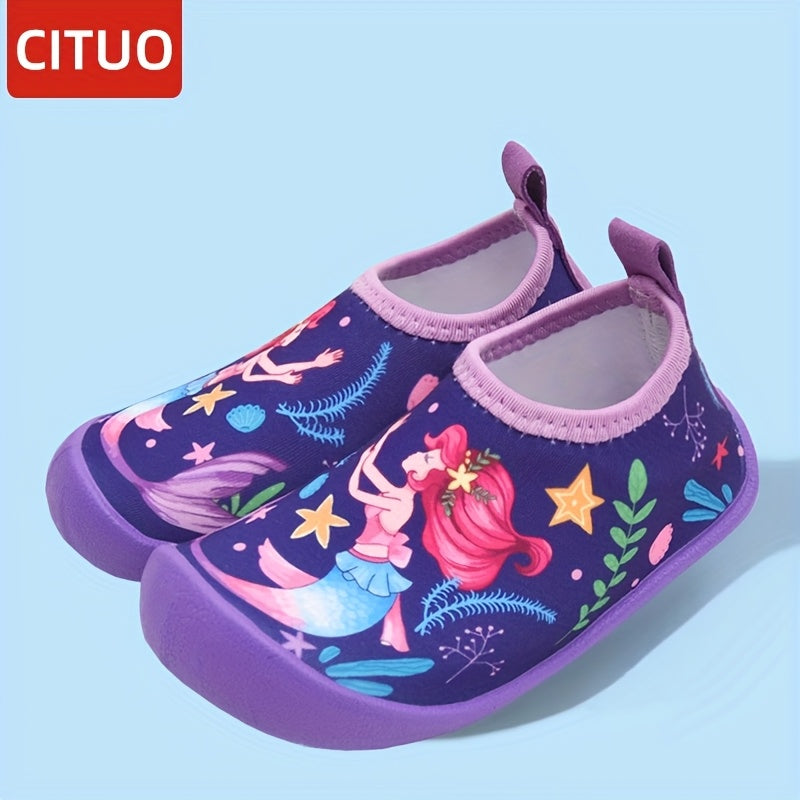 Kids Water Shoes Boys Girls Mermaid Beach Slip-On Non-Slip Quick-Dry Breathable Fabric for Spring Summer