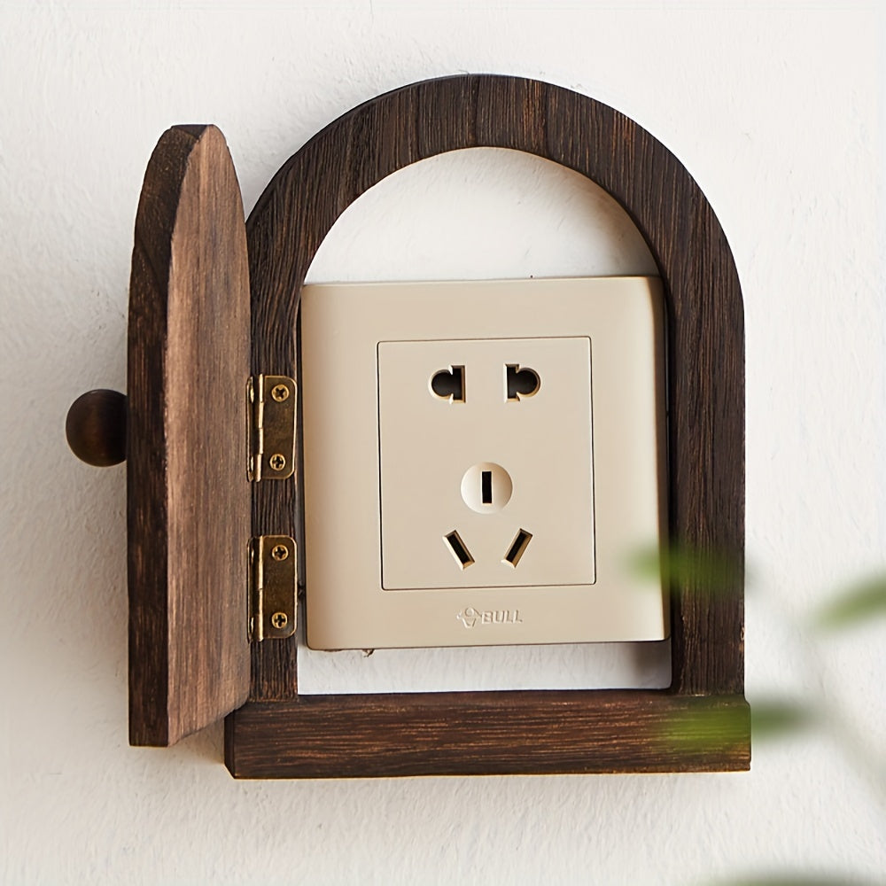 Cubierta de interruptor de luz de madera marco decorativo de enchufe protección contra descargas eléctricas