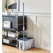 2 Pack Spin Mops and Buckets with 4-Wheel Wringer for Floor Cleaning