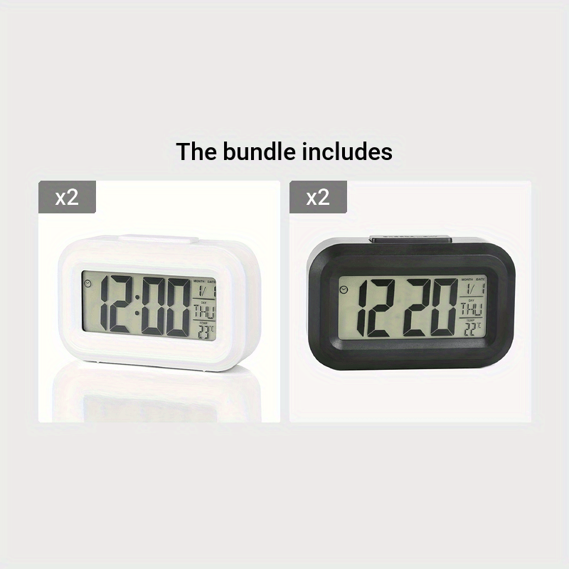 Белые цифровые будильники с датчиком температуры, светодиодным дисплеем, таймером сна, бесшумной работой и работающие от батареек для современного декора комнаты.
