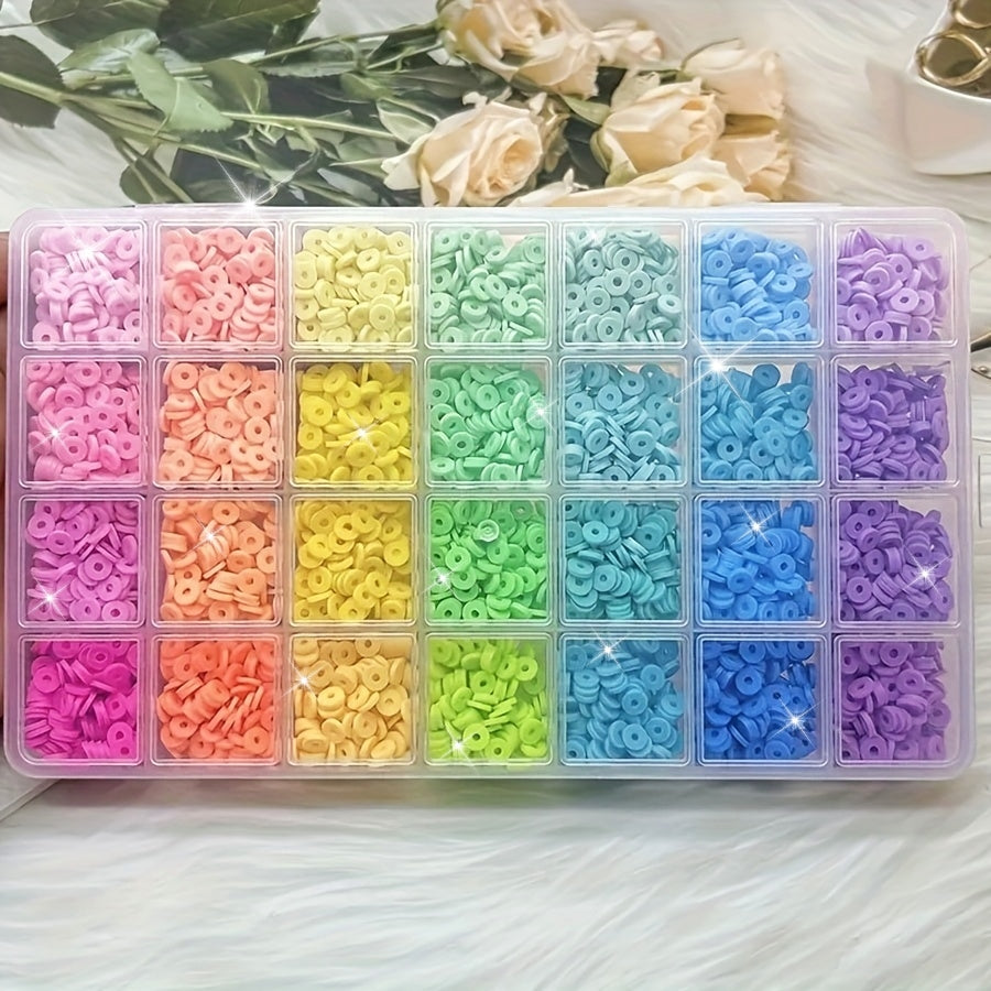 Polymer Clay Beads for Jewelry Making 6mm Flat Round Assorted Colors 10/15/17/24/28 Grids