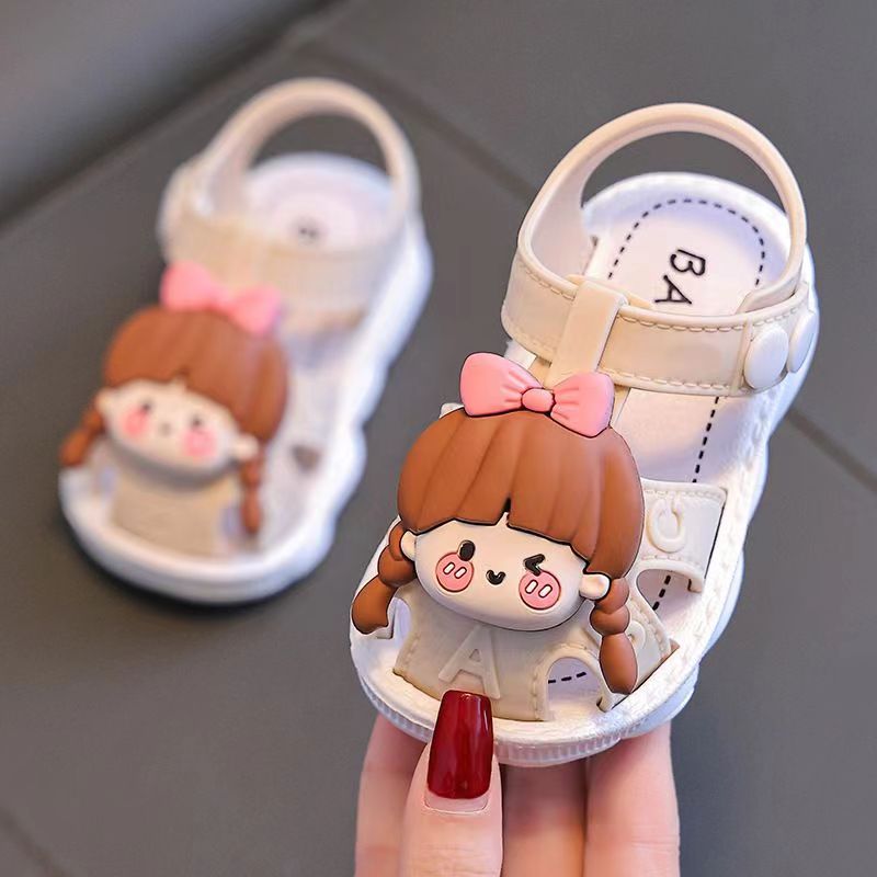 Girls Summer 2024 Cartoon Princess Sandals Toddler Infants PVC Low Top Buckle Closure