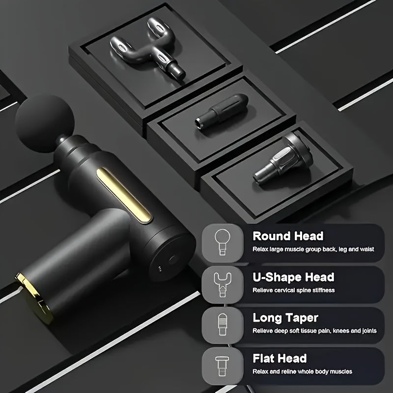 6-Piece Mini USB Rechargeable Massage Gun Set with Accessories for Muscle Relief