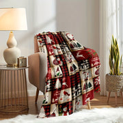 Cozy Christmas Flannel Throw Blanket for Couch Bed Office Travel Stylish Geometric Pattern