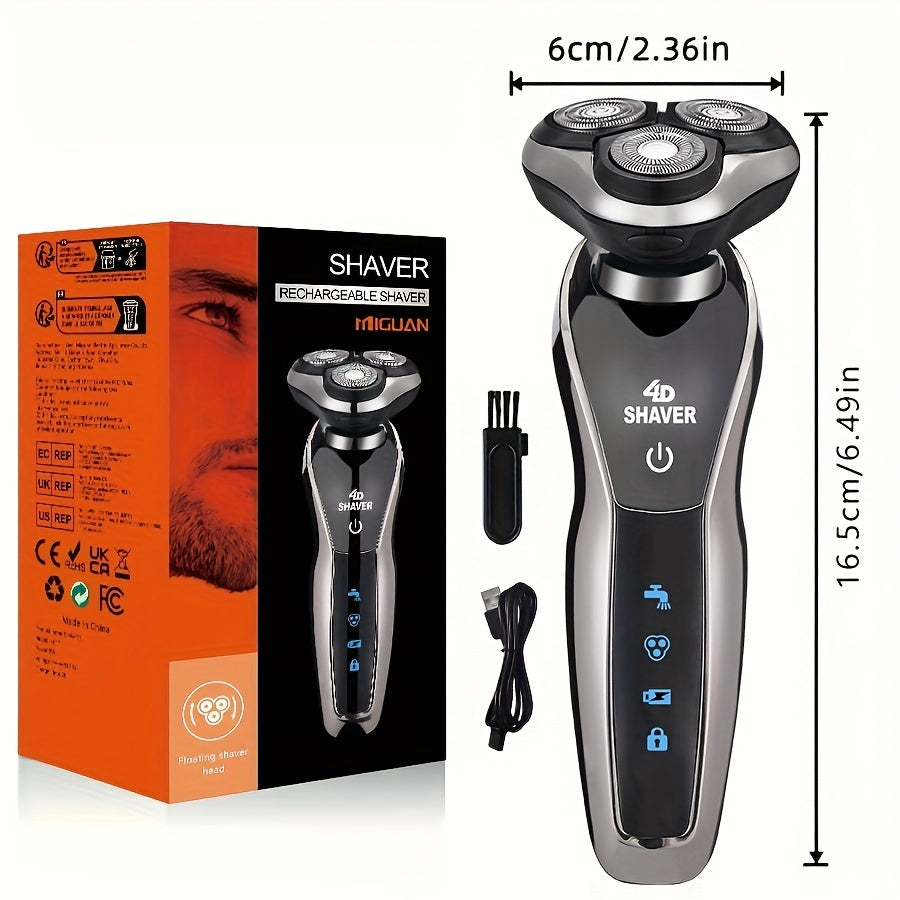 Men's 3-in-1 Electric Shaver with Nose Hair Trimmer and 3D Floating Blade