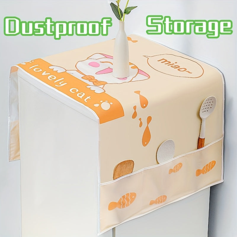 Waterproof Dustproof PEVA Cover for Refrigerators and Washing Machines with 6 Storage Bags