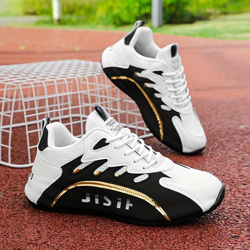 Men's Low Top Casual Sneakers with Lace-Up PU Upper Fabric Lining TPU Sole