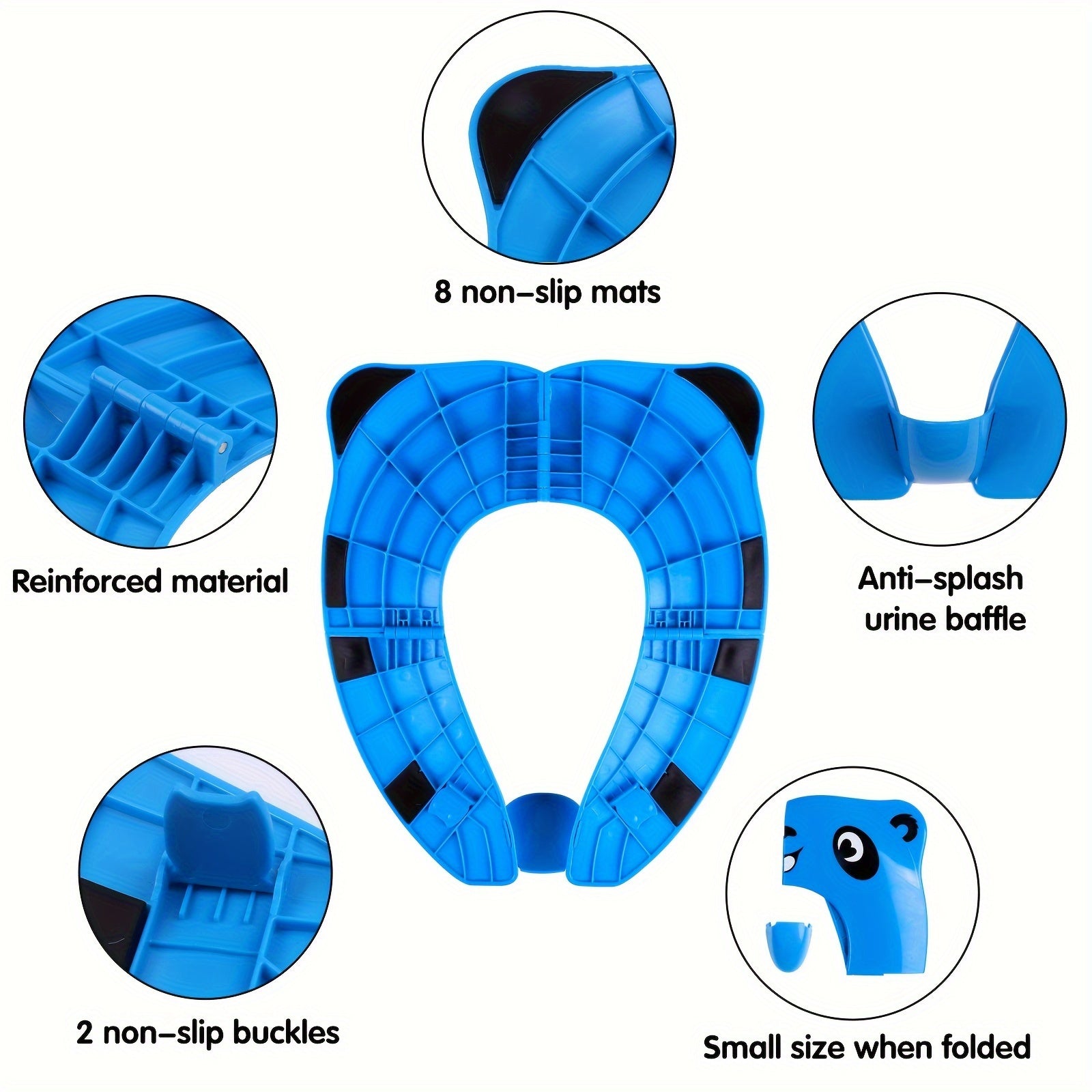 Kids Portable Foldable Toilet Seat Cover with Anti-Slip Pads Splash-Proof