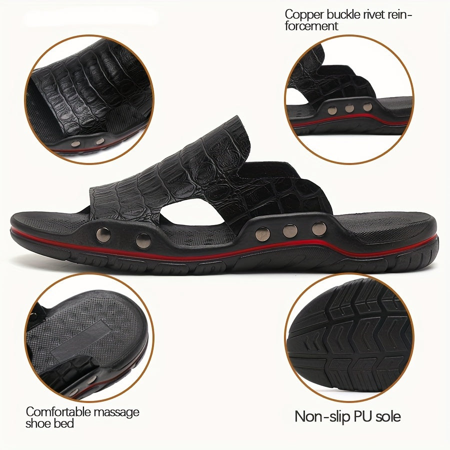 Plus Size Men Open Toe Slippers Non-Slip Rubber Sole Outdoor Comfort
