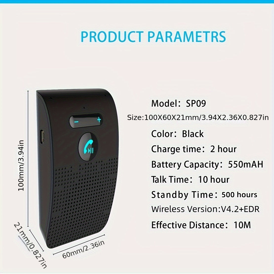 Wireless Car Kit Hands-Free Speakerphone MP3 Player Rechargeable Bluetooth