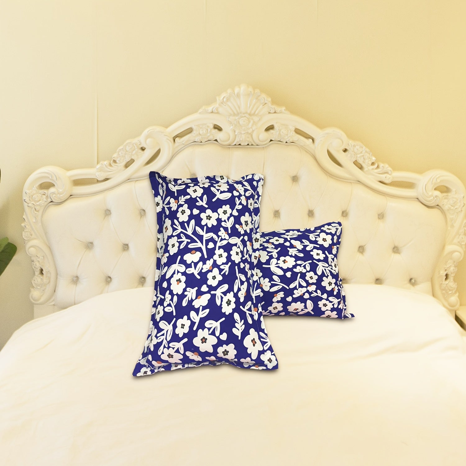 Fundas de almohada de satén con estampado floral, tamaño estándar, fundas decorativas de poliéster suave