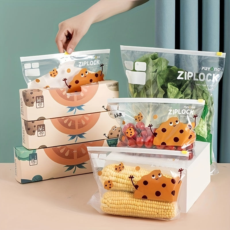 Plastic Storage Bags for Refrigerator Food Preservation Thick Zipper Sealing Pack of 50