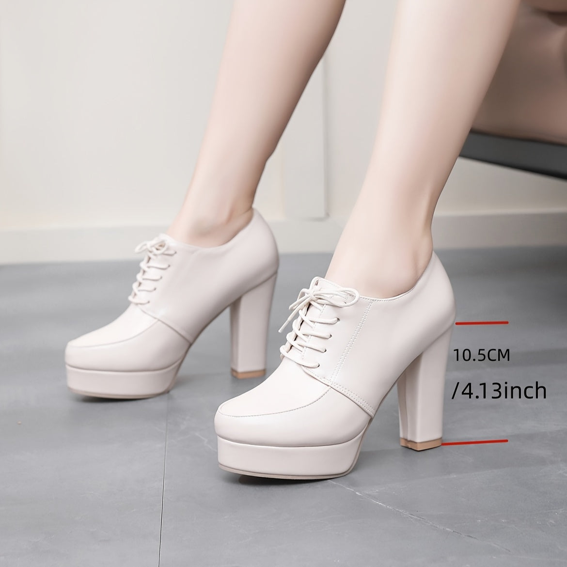 Women High Heel Mary-Jane Shoes Breathable Solid Color All-Season