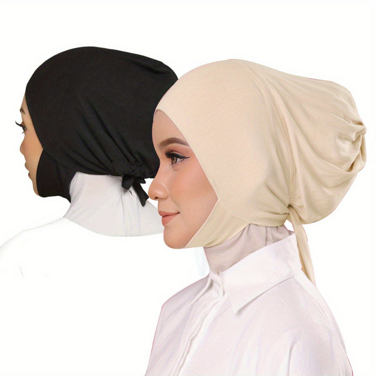 Women's Adjustable Instant Hijab Scarf Solid Color Polyester with Undercap for Eid and Casual Wear