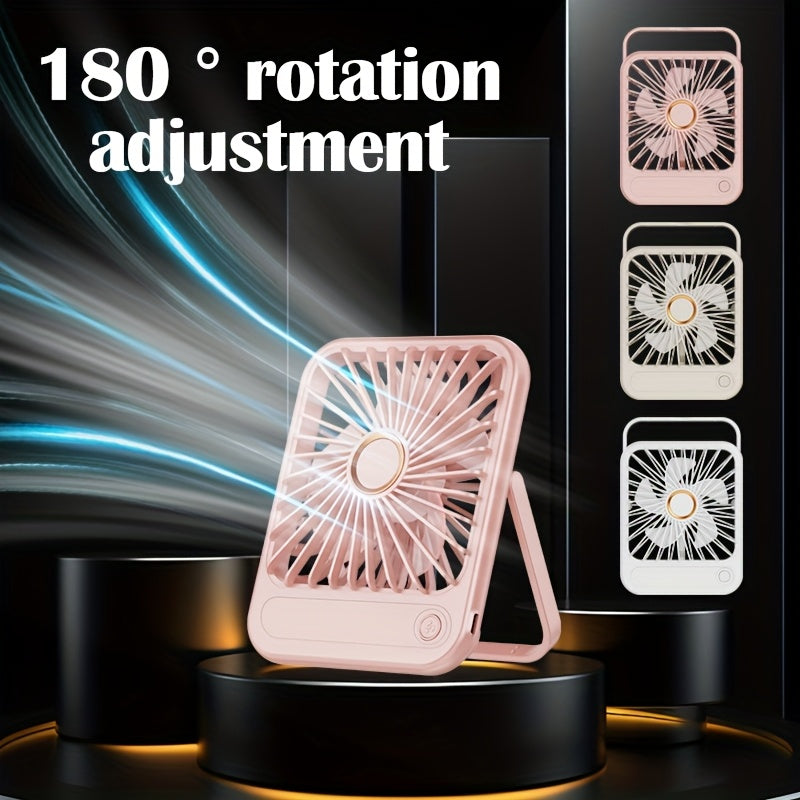 Compact USB Rechargeable Table Fan with 3 Speed Modes, Portable Indoor Outdoor