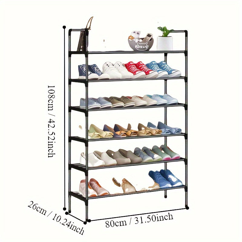 Compact Black Metal Multi-Layer Shoe Rack for Entryway Bedroom Hallway