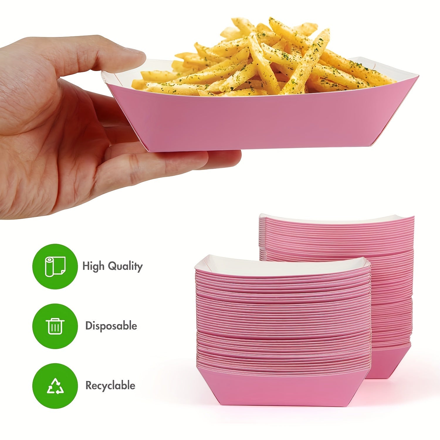Pink Disposable Hot Dog Trays and Paper Plates Waterproof Oil Resistant for Parties Picnics and Celebrations