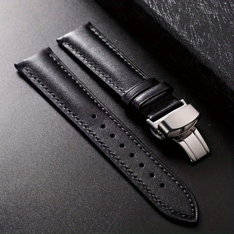 PU Leather Watch Strap with Automatic Butterfly Buckle, Various Sizes for Business or Gift