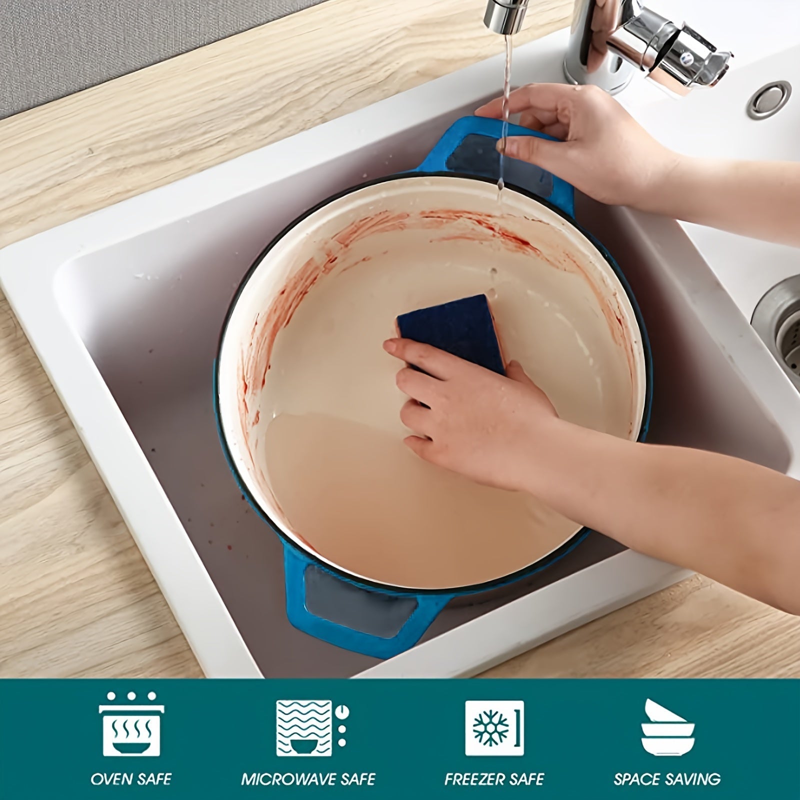 Olla de hierro fundido esmaltado de 3.7 cuartos con tapa, antiadherente, olla redonda para cocinar