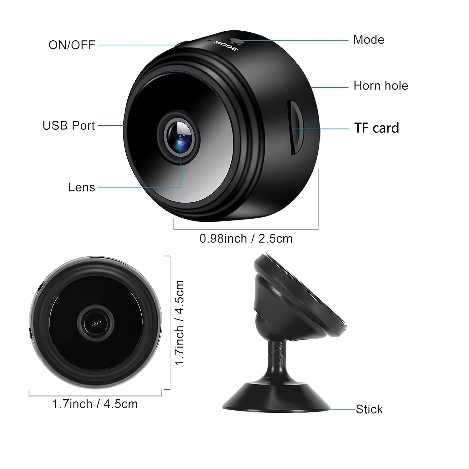 Mini Smart Hidden Camera 480P HD WiFi Motion Alerts Rechargeable Compact Security Camera