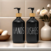 Black Plastic Double Soap Dispenser Set for Kitchen and Bathroom