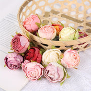 10 Pieces Silk Rose Tea Buds for Wedding Bouquets and Christmas Decorations