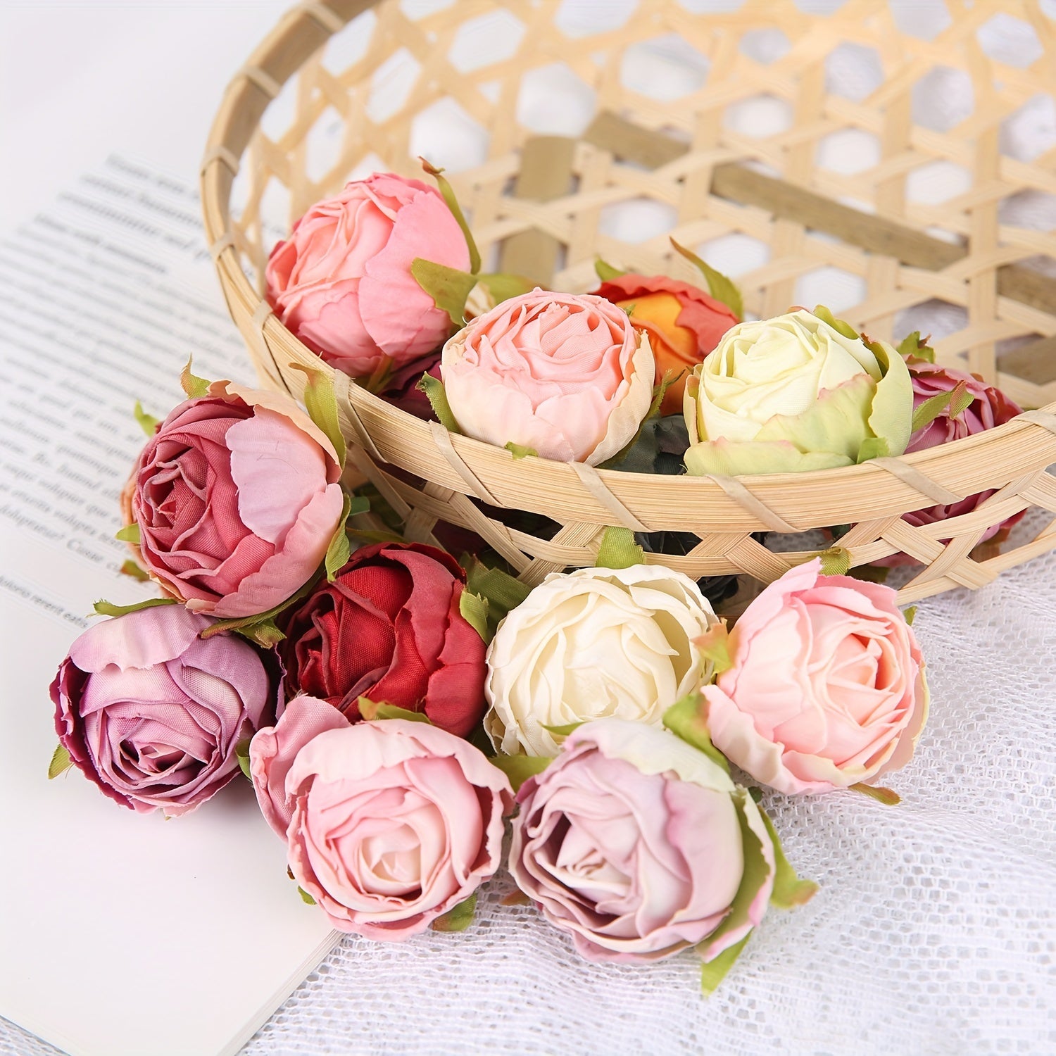 10 Pieces Silk Rose Tea Buds for Wedding Bouquets and Christmas Decorations