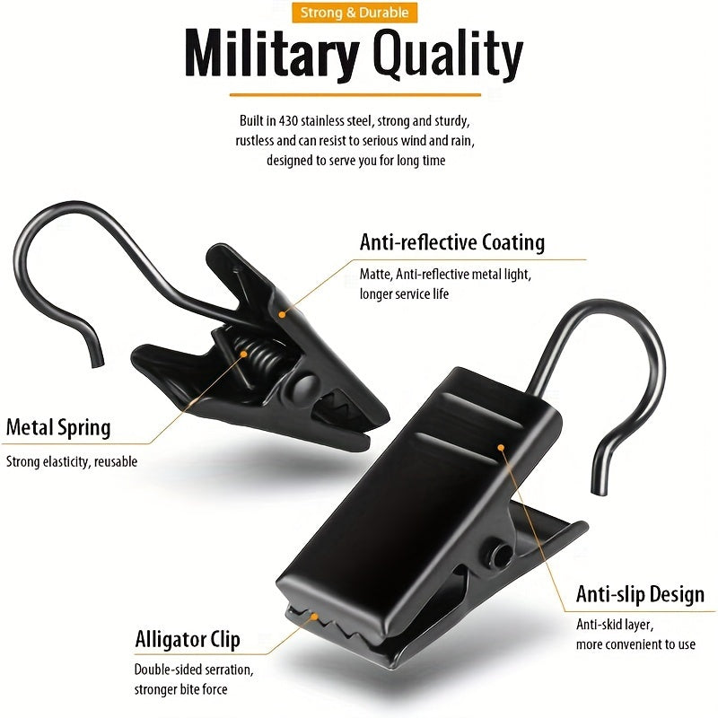 Set of 100 Black Stainless Steel Curtain Clips for Hanging Curtains Tents and Party Decor