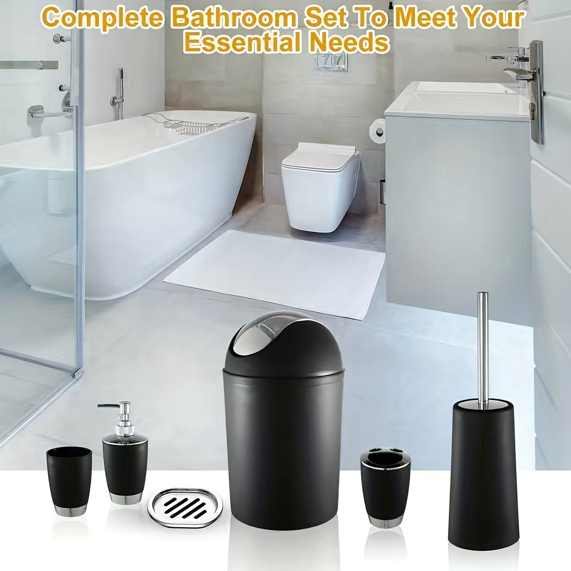 Juego de accesorios de baño de 6 piezas para decoración de baño y regalo de inauguración